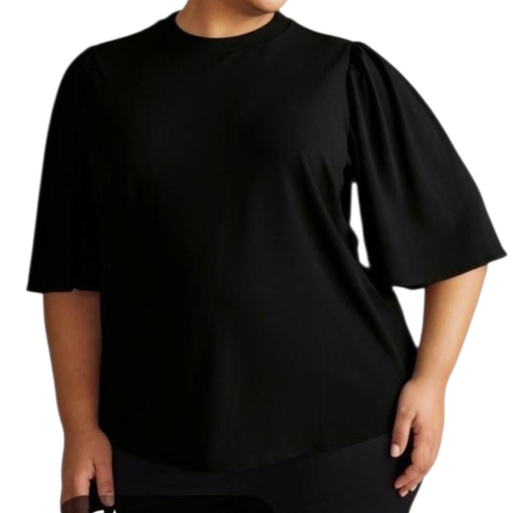Women's Universal Standard Black Wide Short Sleeve Blouse  4XS 0